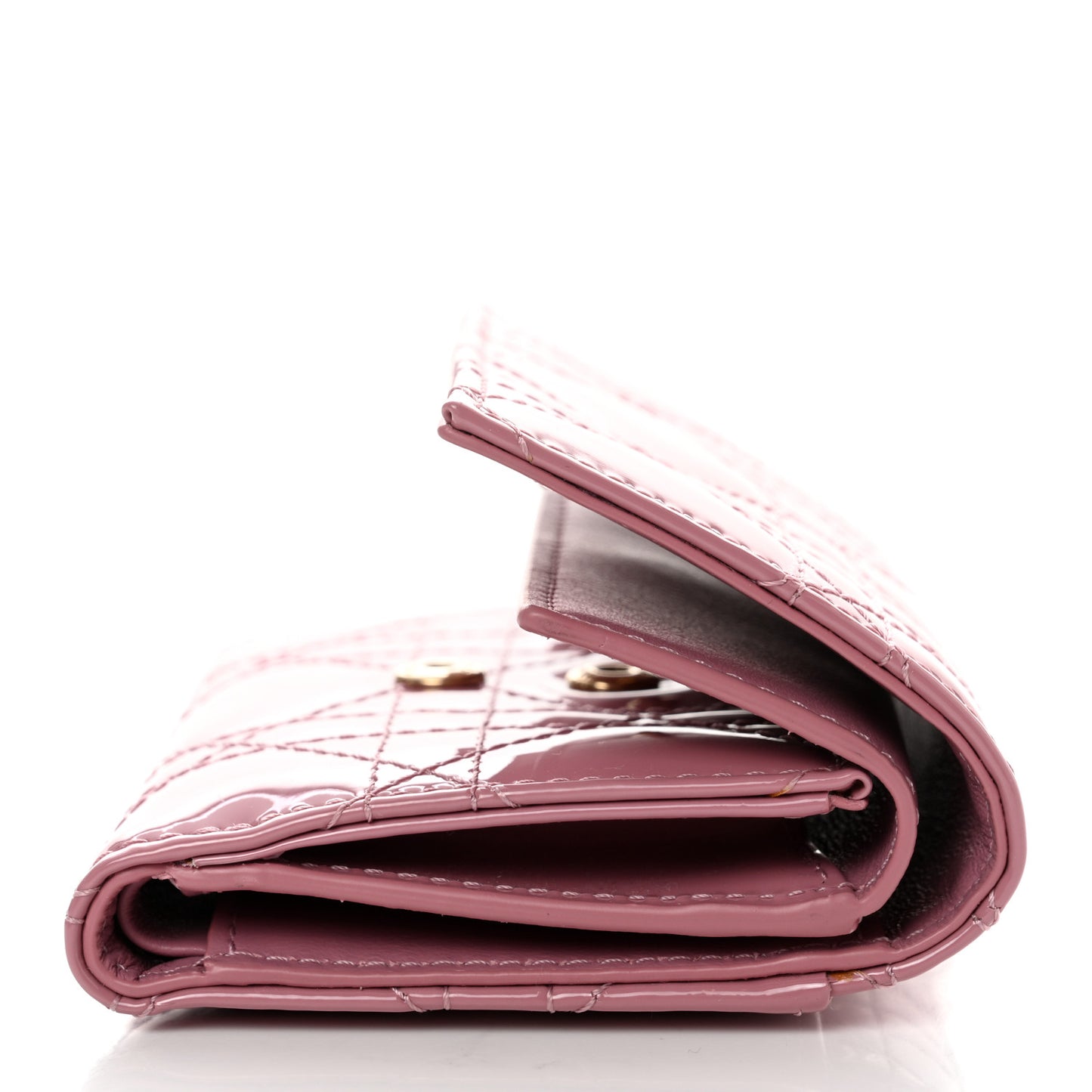 Patent Cannage Lady Dior Lotus Wallet Pink