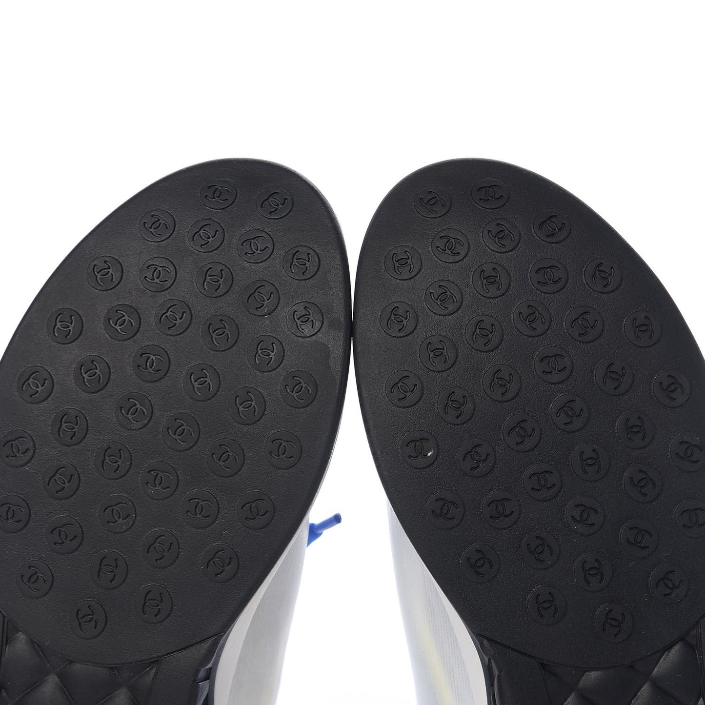 Calfskin Mesh Lycra Womens Logo Sneakers 37 White Blue