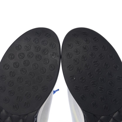 Chanel Calfskin Mesh Lycra Womens Logo Sneakers 37 White Blue 7 of 8
