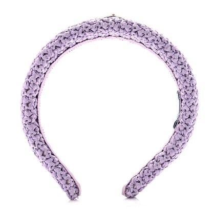 Prada Yarn Raffia Effect Crochet Metal Triangle Logo Headband Lilium 1 of 8