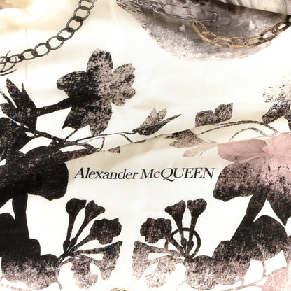 Alexander McQueen Silk Chiffon Floral Skull Scarf Black Ivory Rose 2 of 3