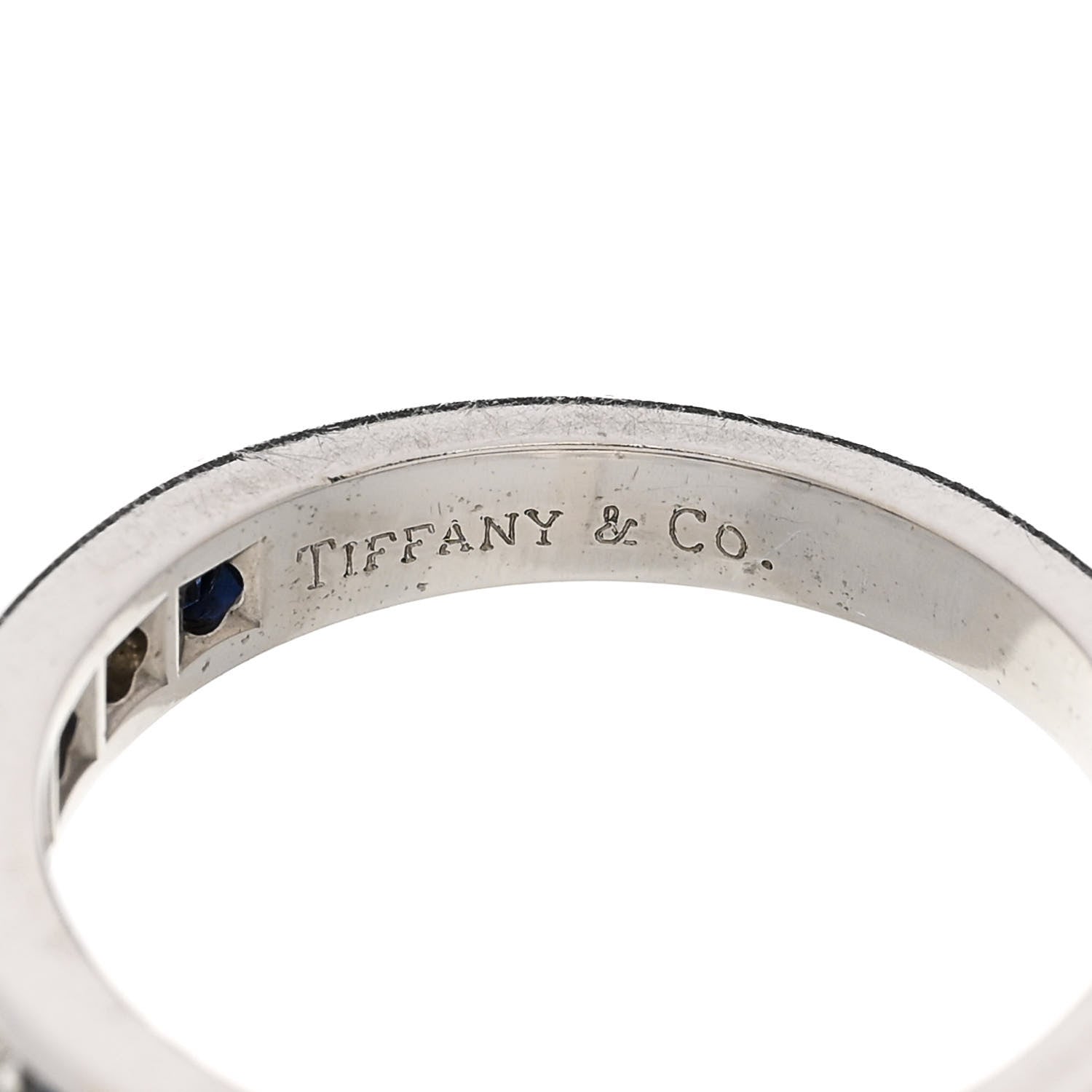 Tiffany Platinum Diamond Sapphire 3mm Band Ring 50 5.5 4 of 6