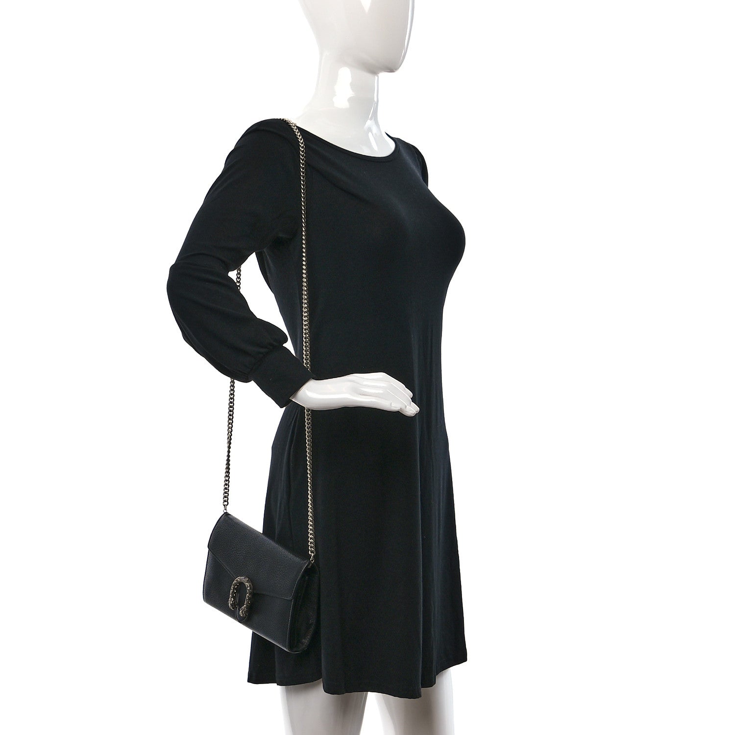 Gucci Calfskin Mini Dionysus Chain Wallet Black 2 of 16