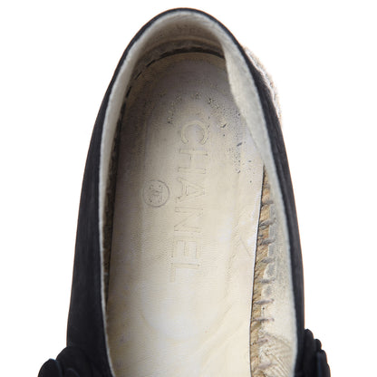 Chanel Suede Camellia CC Espadrilles 38 Black 6 of 14