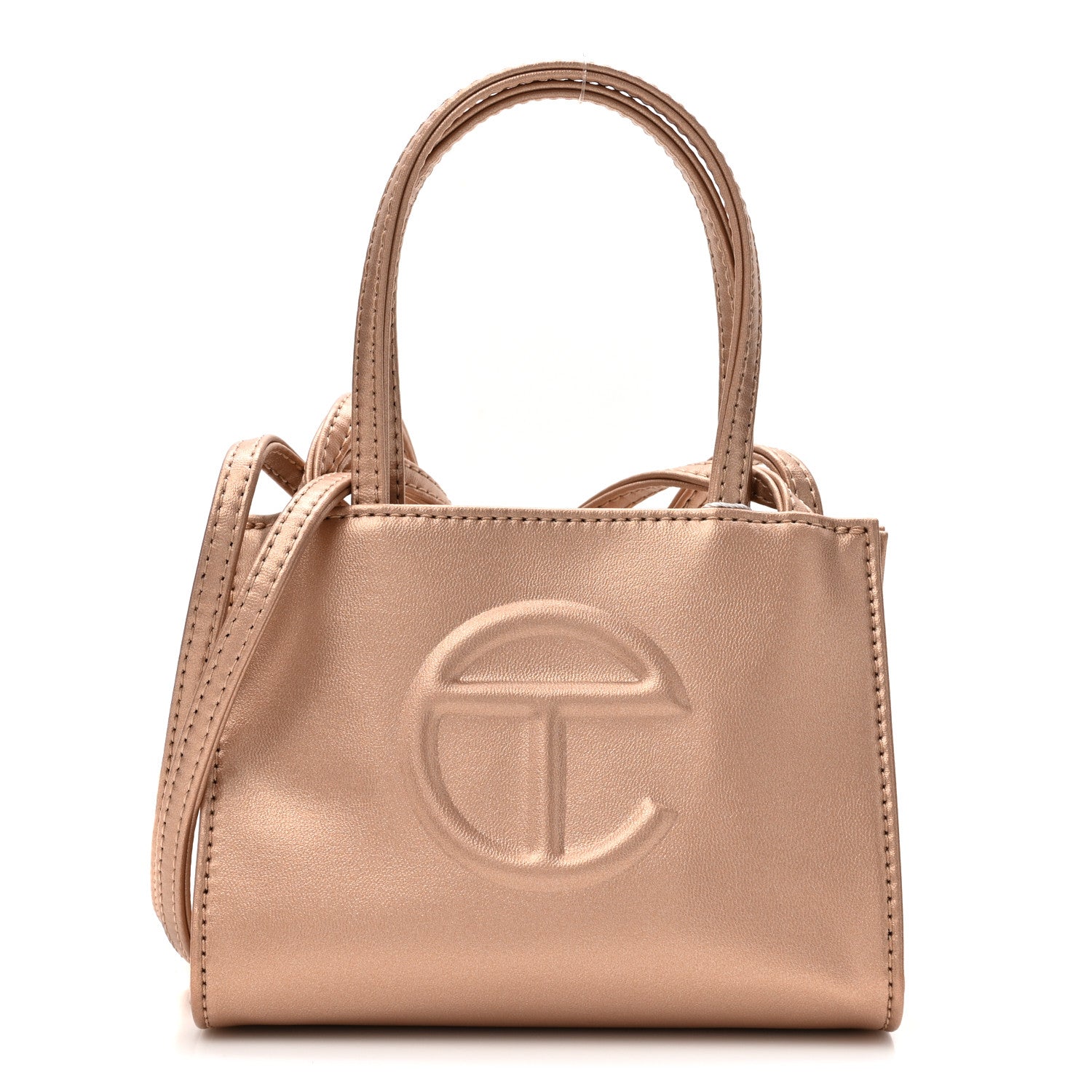Telfar Metallic Vegan Leather Small Shopping Bag Copper 1 of 9