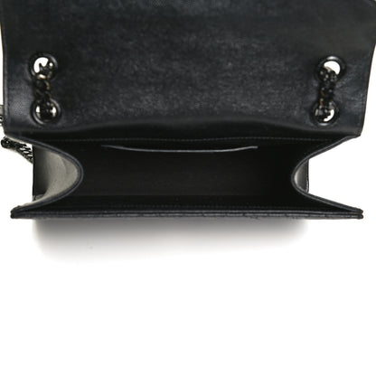Saint Laurent Grain De Poudre Textured Mixed Matelasse Triquilt Medium Monogram Satchel Black 5 of 13