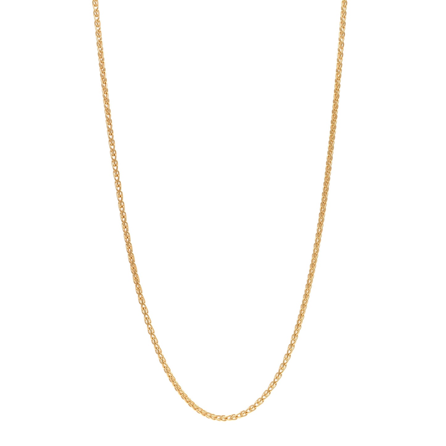 18K Yellow Gold Wheat Chain Necklace 18.5"