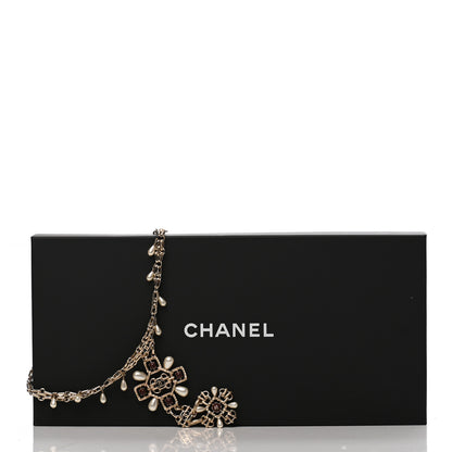 Chanel Metal Resin Bead Pearl CC Short Pendant Necklace Gold Multicolor 5 of 5