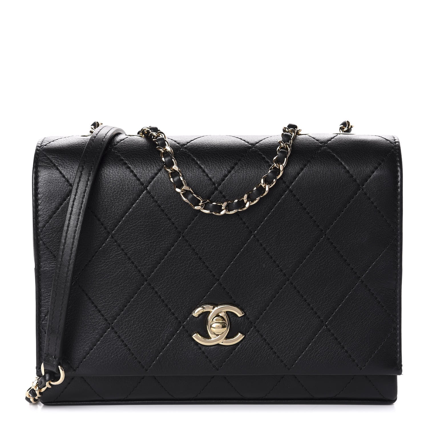 Chanel Calfskin Stitched Flap Black 1 of 10