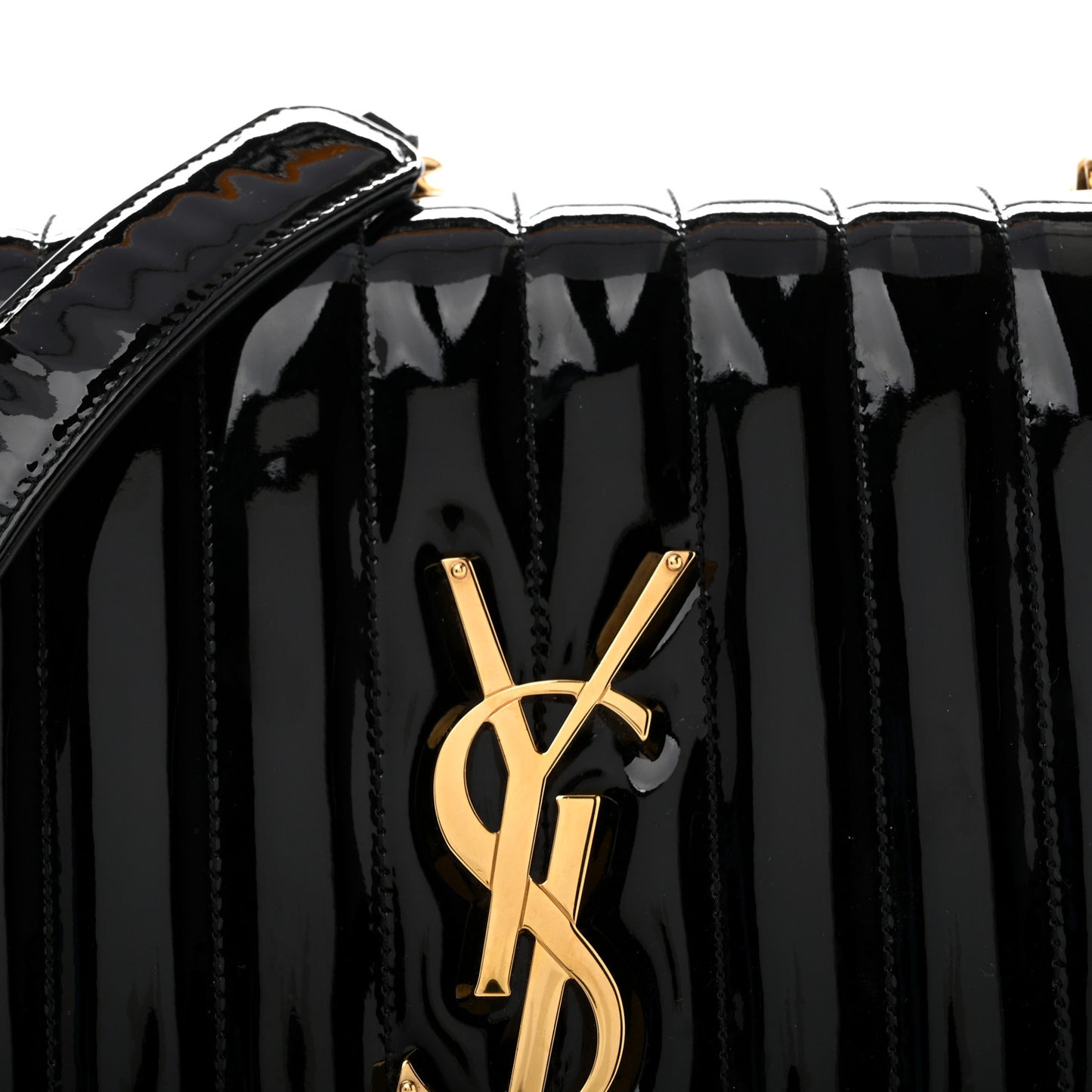 Patent Matelasse Monogram Large Vicky Chain Bag Black
