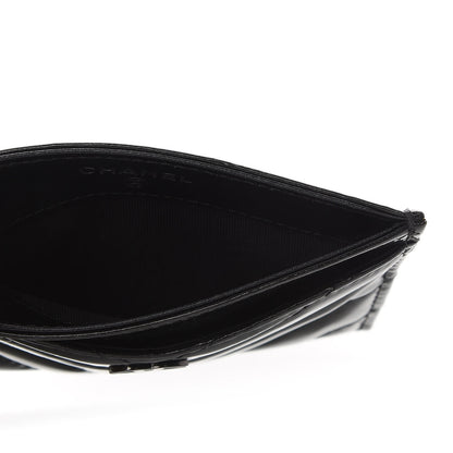 Chanel Patent Chevron Quilted Card Holder Black 5 of 7