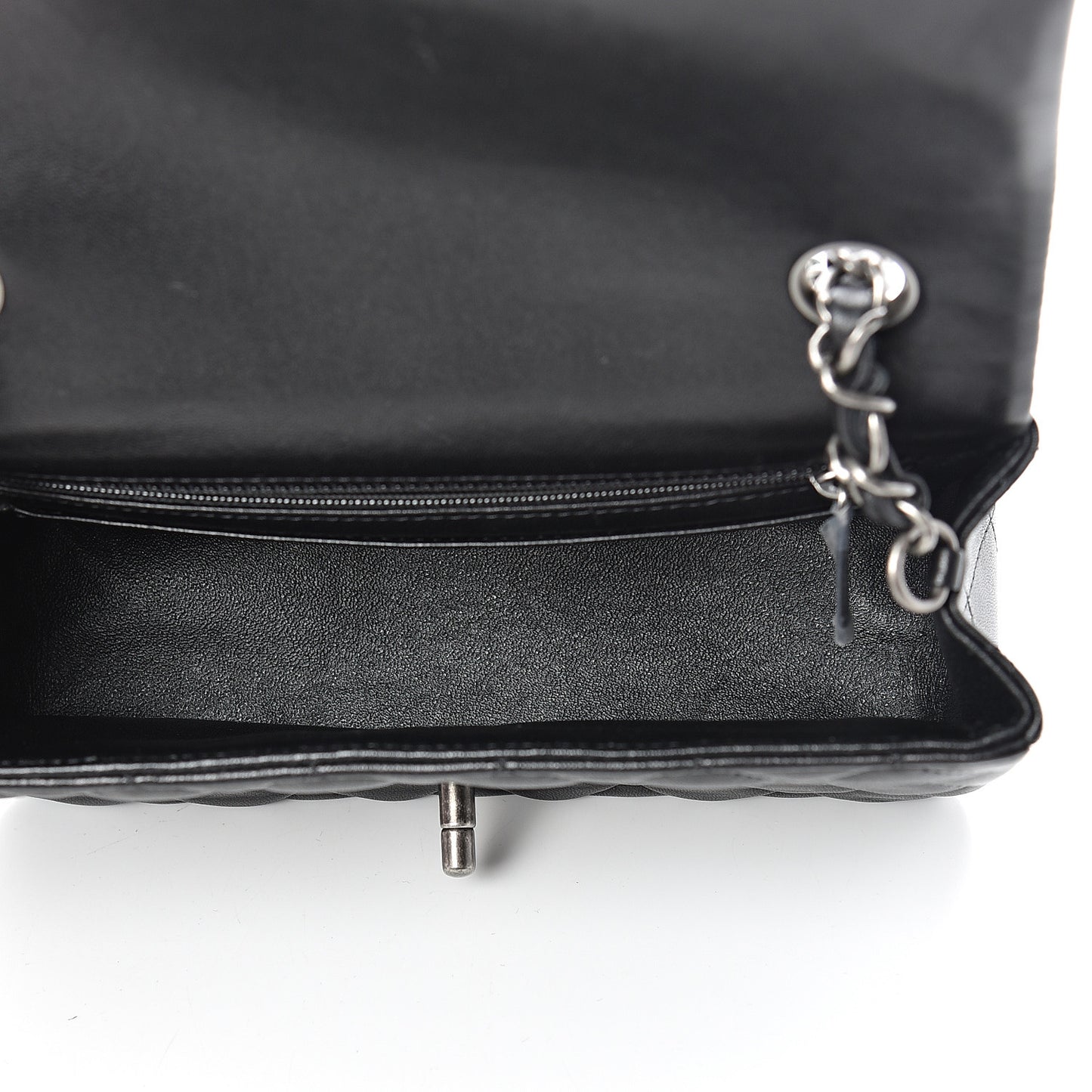 Lambskin Quilted Mini Rectangular Flap Black