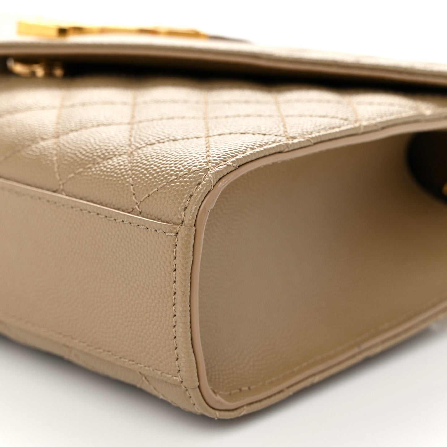 Grain De Poudre Textured Mixed Matelasse Medium Triquilt Monogram Satchel Dark Latte