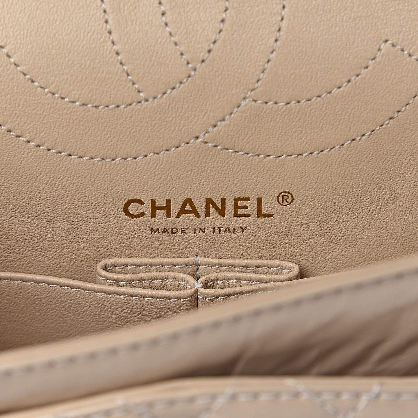 Patent Distressed Calfskin Quilted 2.55 Reissue 225 Flap Beige