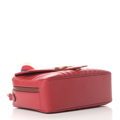 Gucci Calfskin Matelasse Sylvie Web Small GG Marmont Top Handle Shoulder Bag Hibiscus Red 4 of 11
