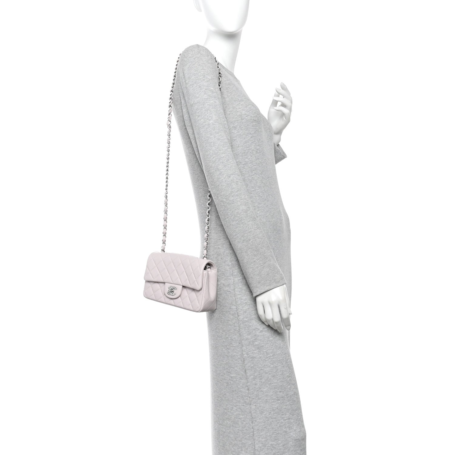 Chanel Lambskin Quilted Mini Rectangular Flap Light Purple 2 of 12