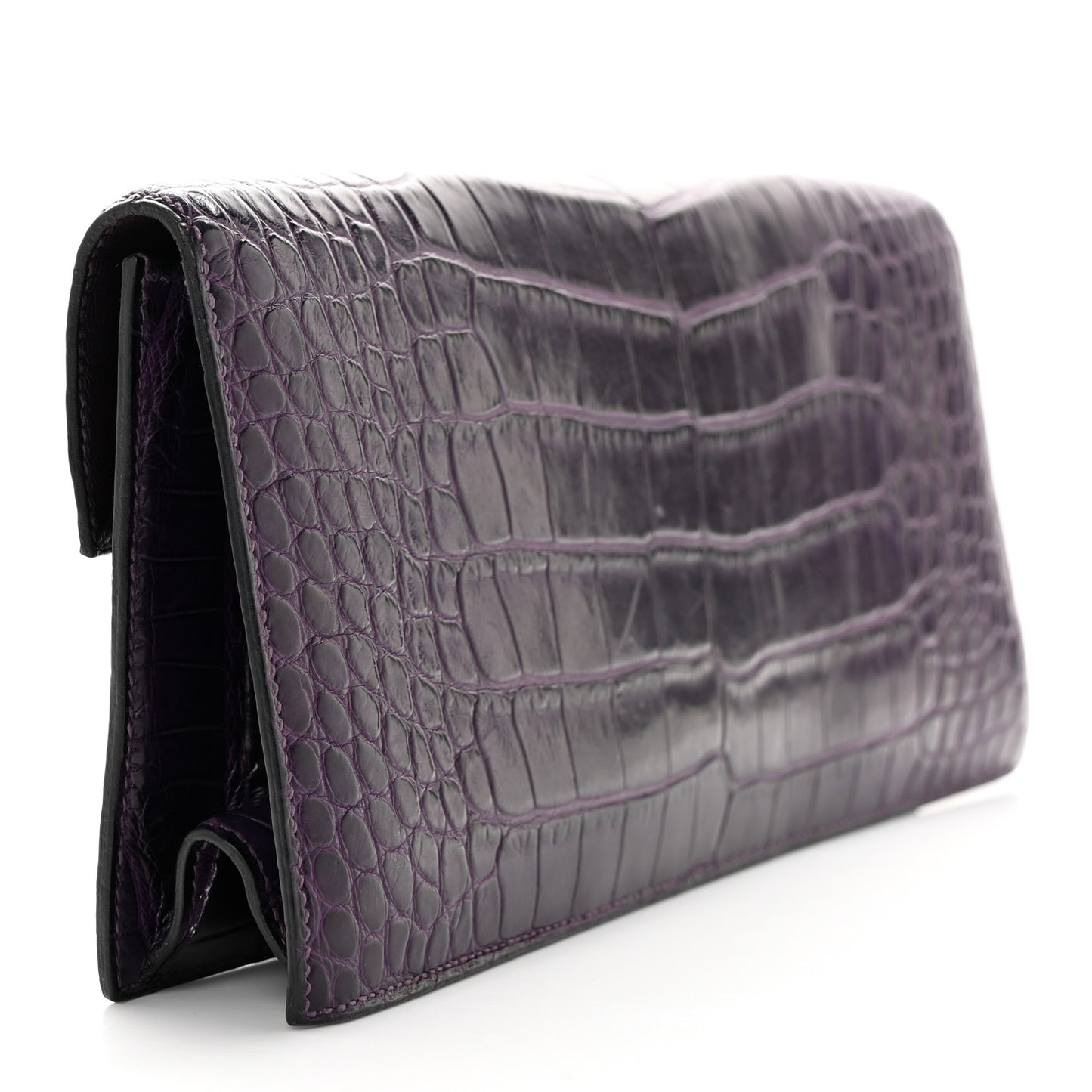Shiny Alligator Verrou Elan Clutch Amethyst