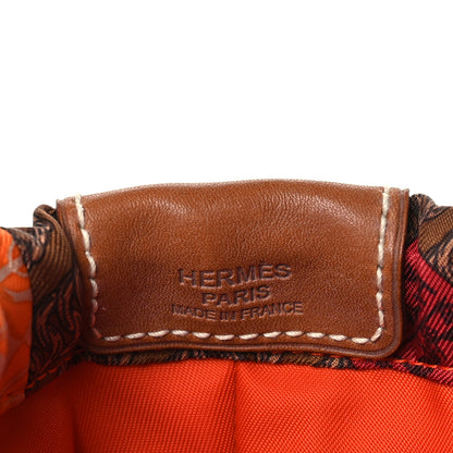 Hermes Silk Barenia Carre en Cravates Fourbi 20 PM Pouch Flamingo Pink Deer Brown 7 of 9