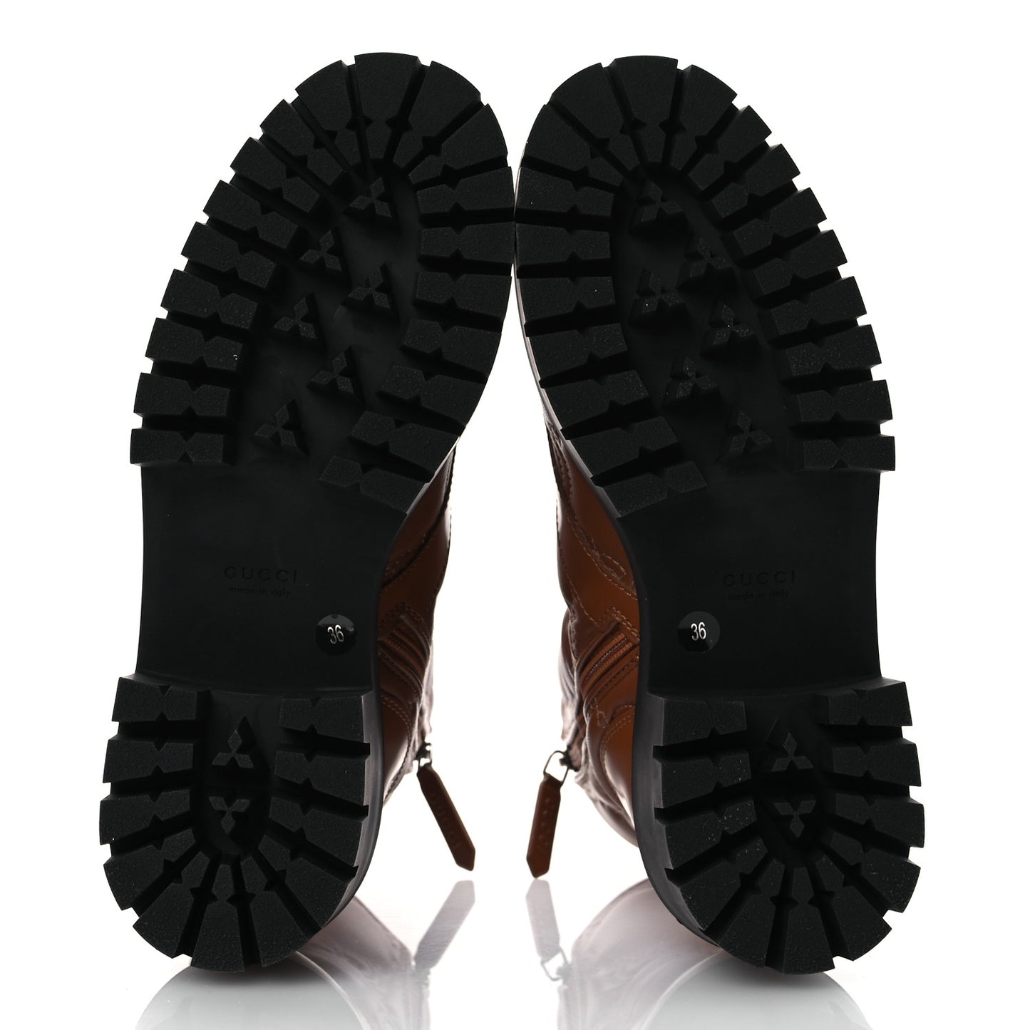Cordovan Lux Nappa GG Matelasse Lace Up 60mm Combat Boots 36 Dark Hazel Brown