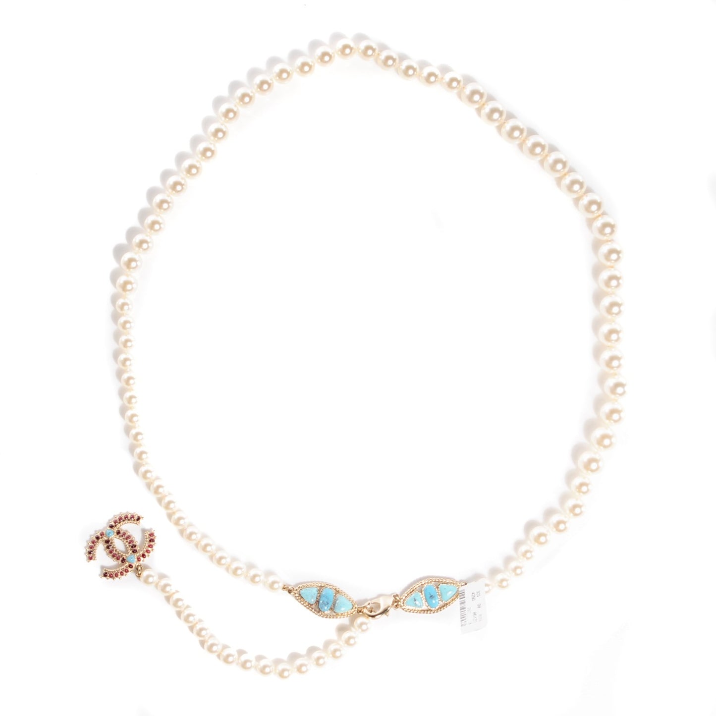 Pearl Gripoix Poured Glass Turquoise CC Belt Gold