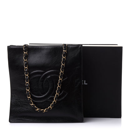 Chanel Shiny Aged Calfskin North South Shopping Bag Black 11 of 11