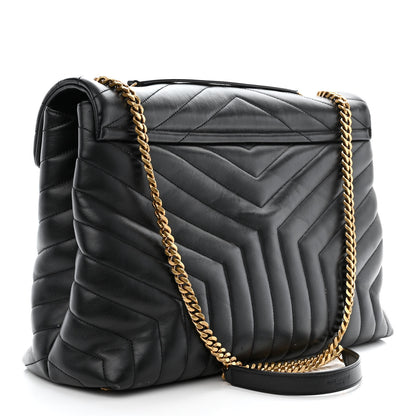 Saint Laurent Calfskin Y Quilted Monogram Large Loulou Chain Satchel Black 3 of 13