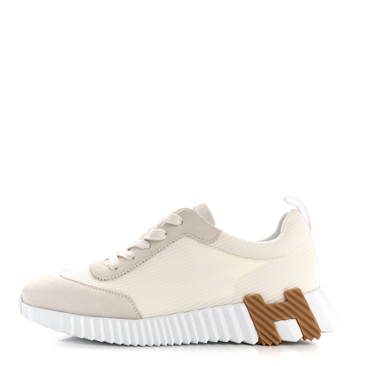 Graphic Mesh Suede Goatskin Womens Bouncing Sneakers  38.5 White
