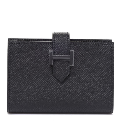 Hermes Epsom Monochrome Bearn Card Holder Wallet Black 1 of 7