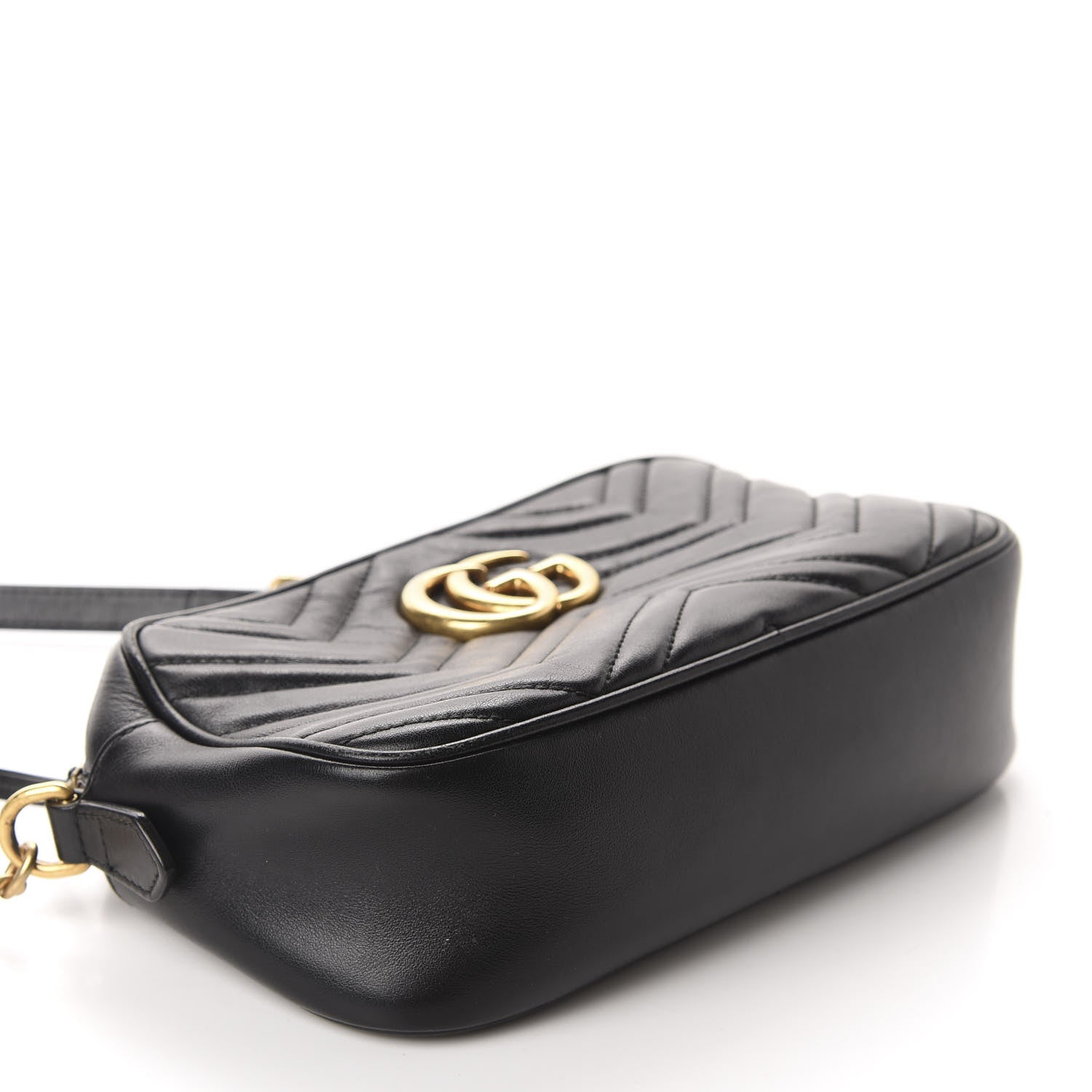 Gucci Calfskin Matelasse Small GG Marmont Chain Shoulder Bag Black 4 of 15