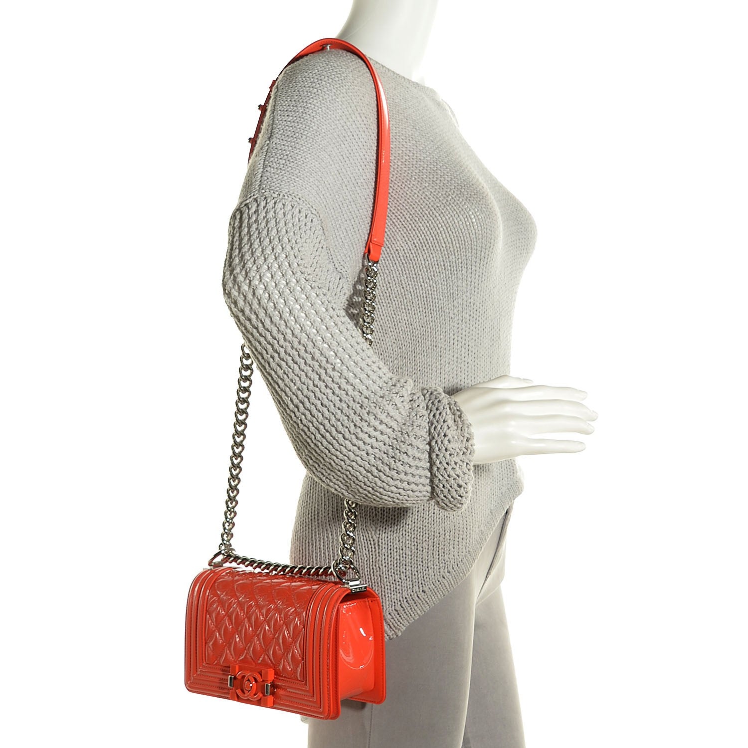 Chanel Patent Quilted Small Boy Flap Plexiglass Orange 2 of 8