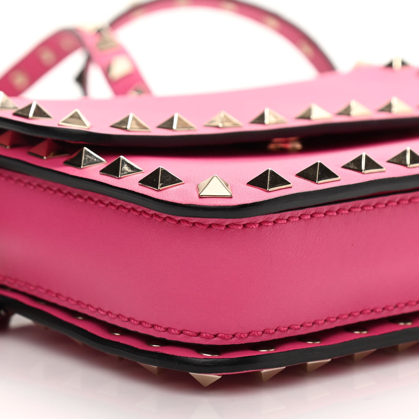 Vitello Rockstud Flap Crossbody Bag Peony