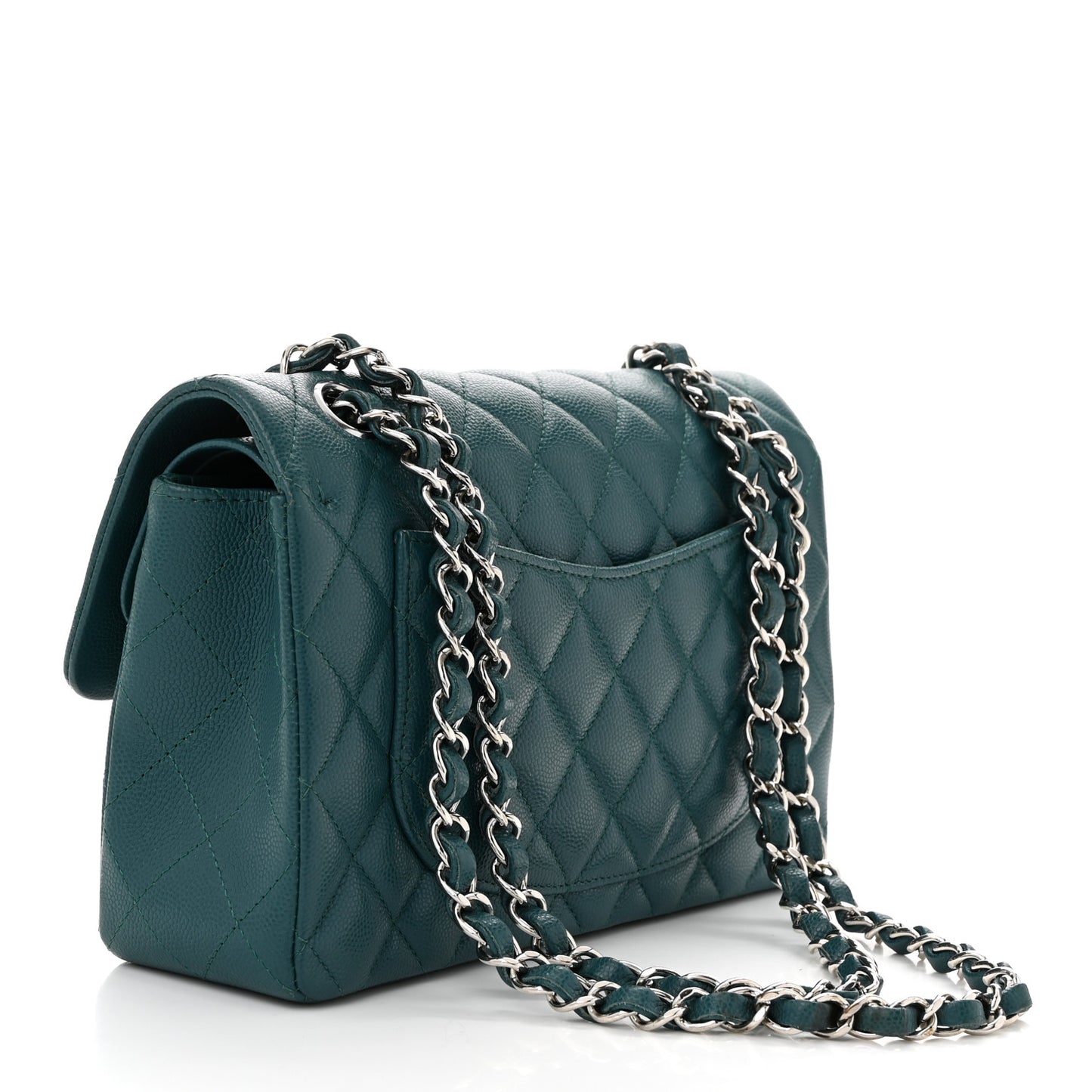 Caviar Quilted Small Double Flap Light Green