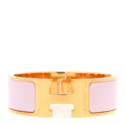 Hermes Enamel Wide Clic Clac H Bracelet PM Rose Dragee 1 of 5