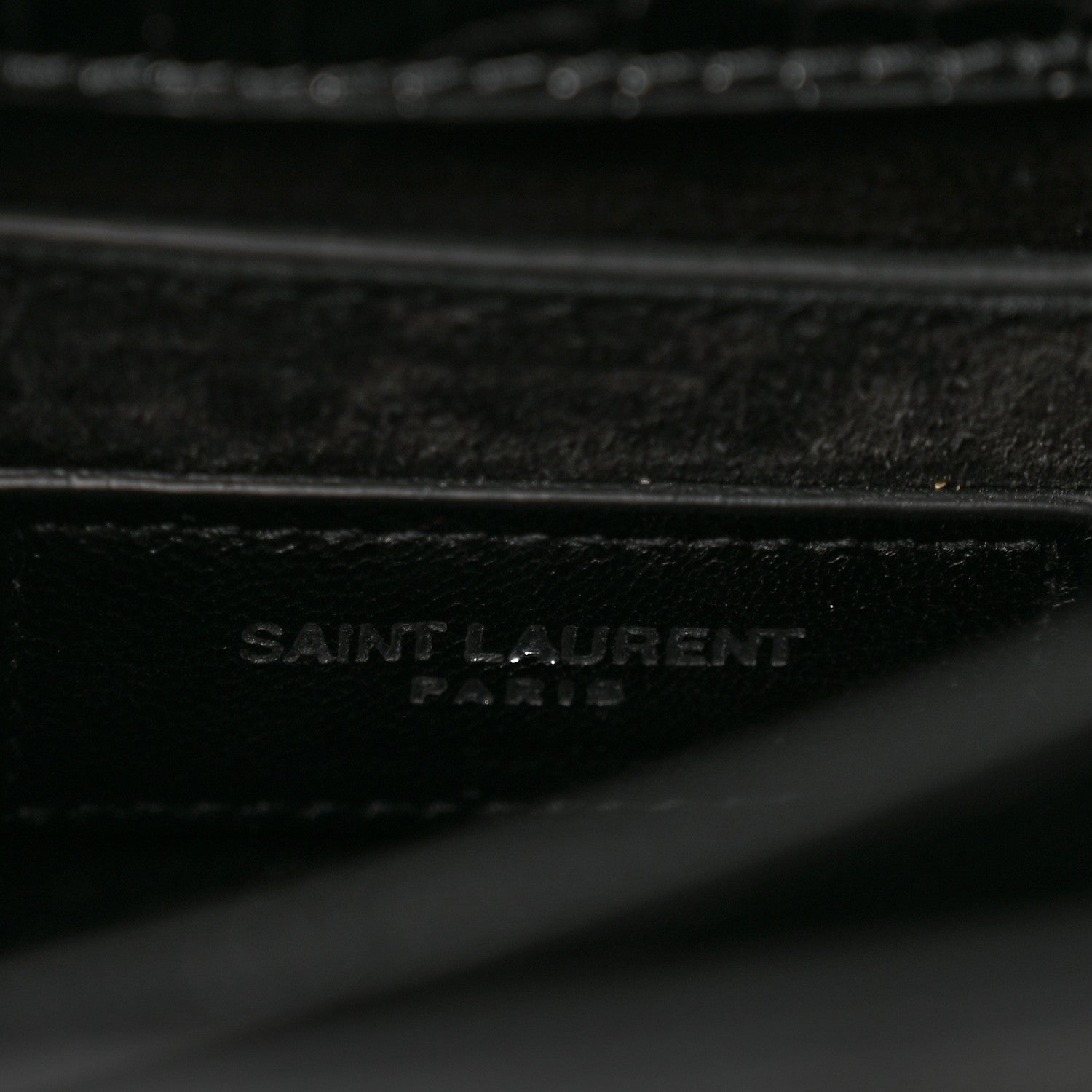 Saint Laurent Calfskin Crocodile Embossed Medium Monogram Sunset Black 6 of 13