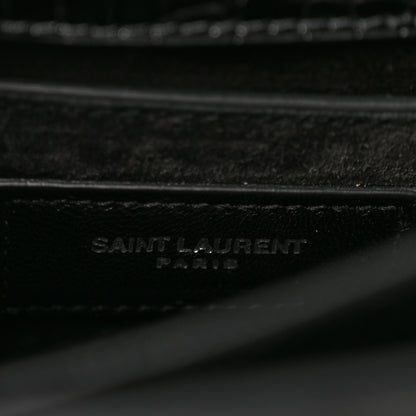 Saint Laurent Calfskin Crocodile Embossed Medium Monogram Sunset Black 6 of 13