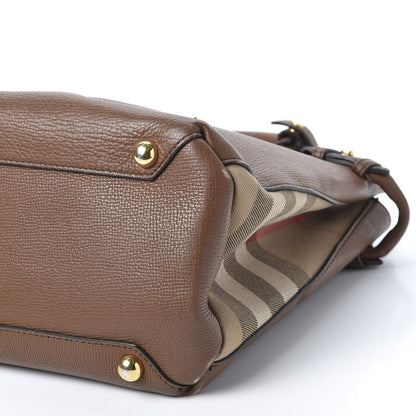 Burberry Grainy Calfskin House Check Medium Banner Tote Tan 6 of 10