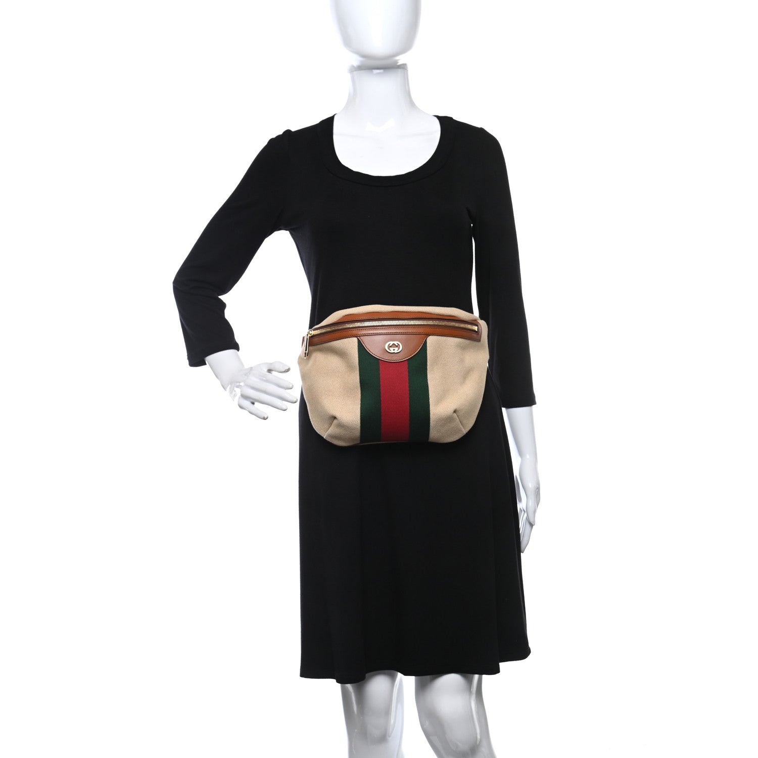 Gucci Vintage Canvas Web Belt Bag Sand Cuir 2 of 10