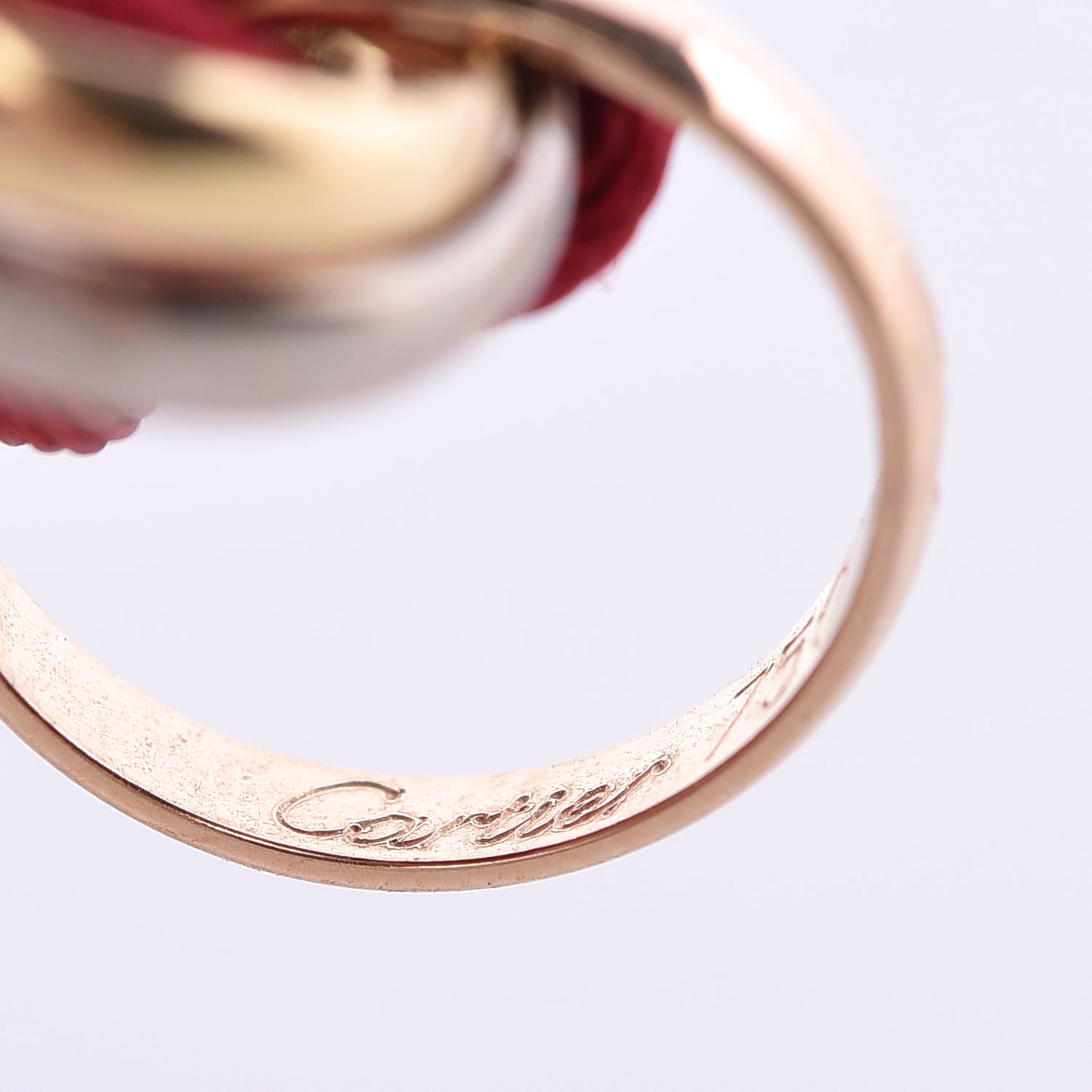 18K Pink Yellow White Gold Trinity Cord Bracelet Red