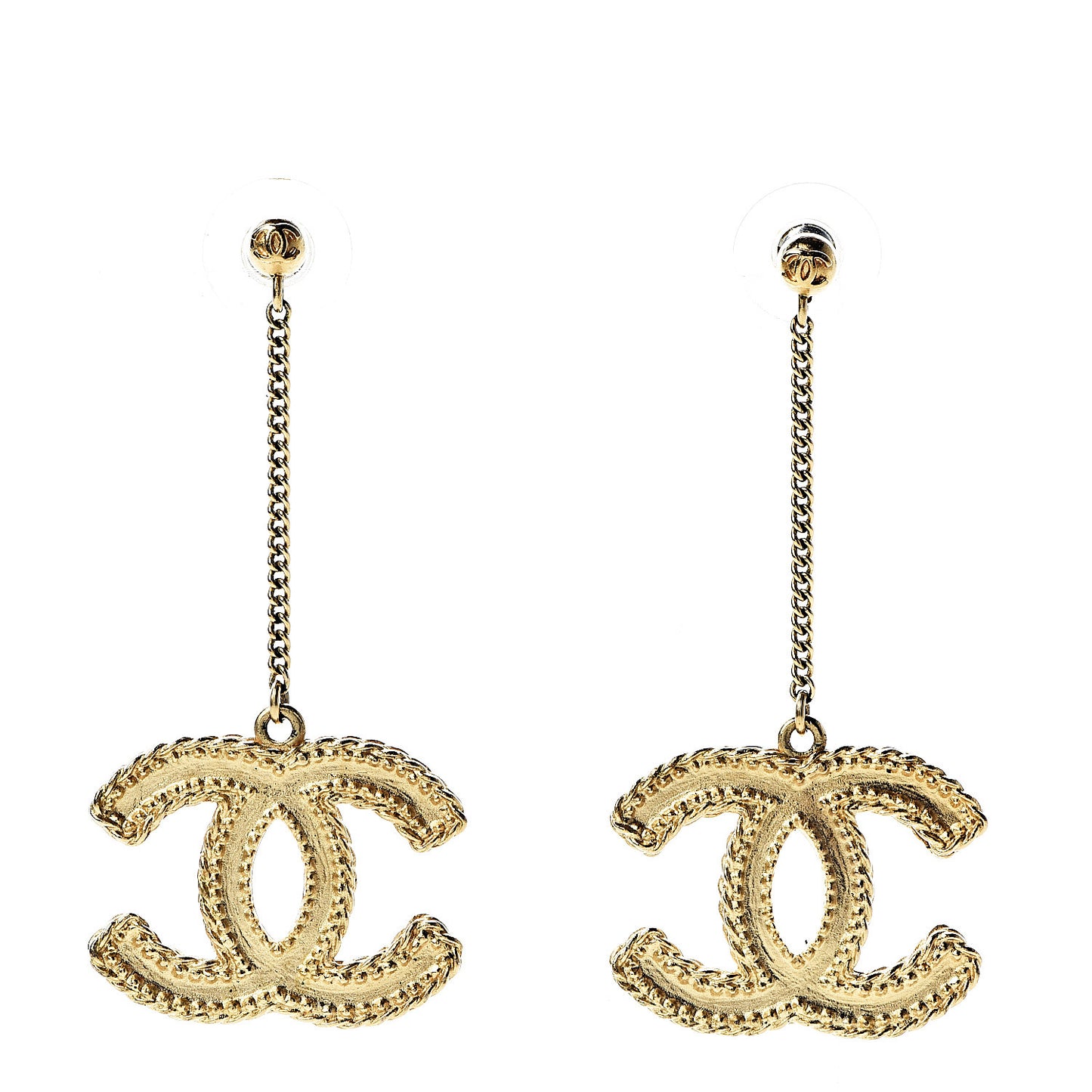 CC Drop Earrings Matte Gold