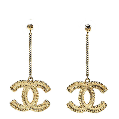 Chanel CC Drop Earrings Matte Gold 1 of 5