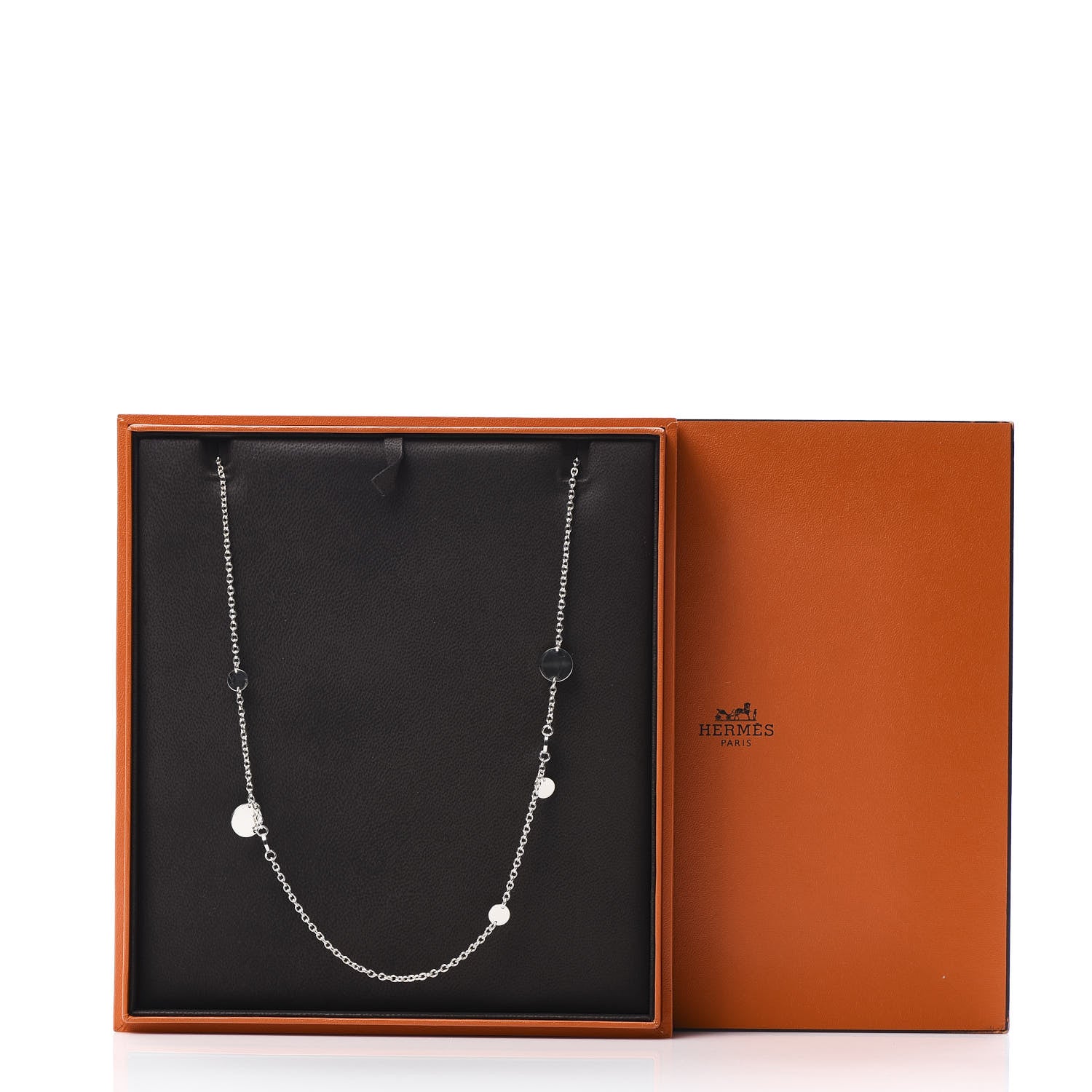 Hermes Sterling Silver 18K Rose Gold Confettis Long Necklace 80 7 of 7