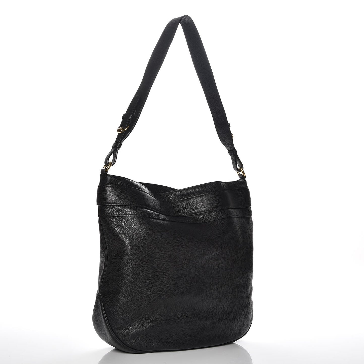 Calfskin Large Ride Shoulder Bag Black