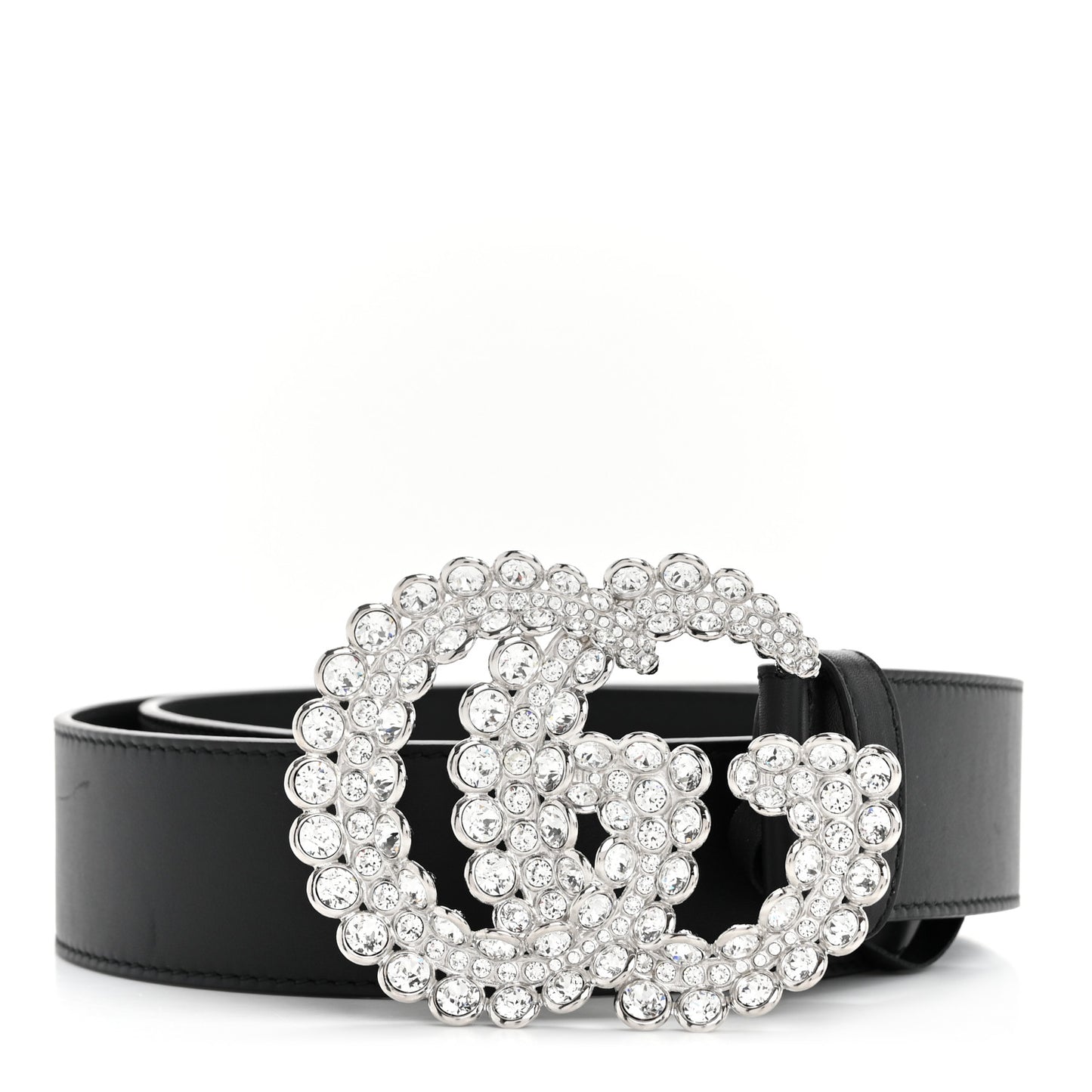Calfskin Crystal Double G 40mm Belt 80 32 Black