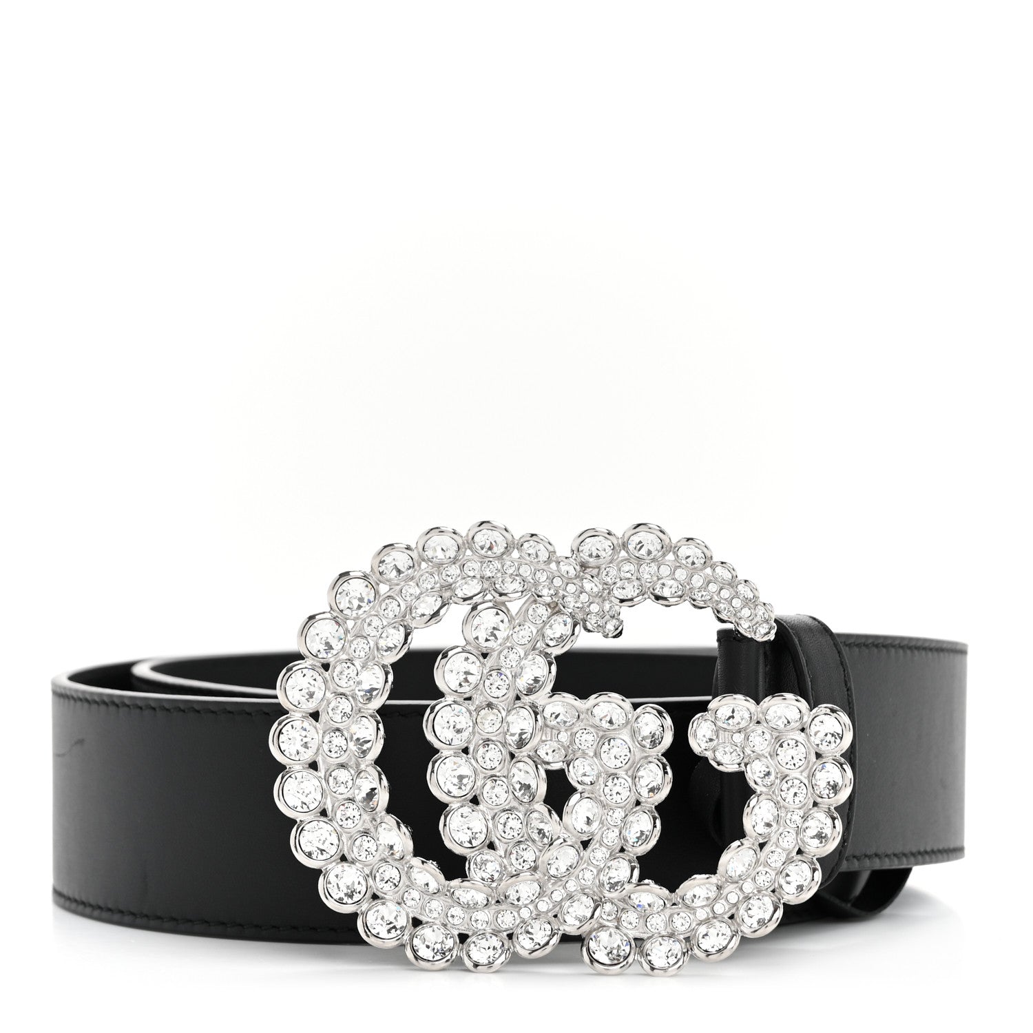 Gucci Calfskin Crystal Double G 40mm Belt 80 32 Black 1 of 6
