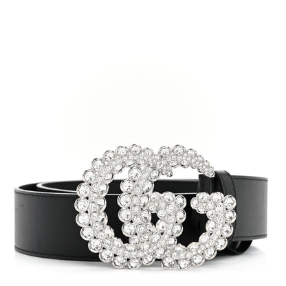 Gucci Calfskin Crystal Double G 40mm Belt 80 32 Black 1 of 6
