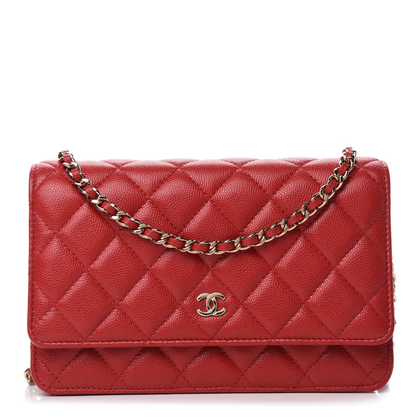 Caviar Quilted Wallet On Chain WOC Red