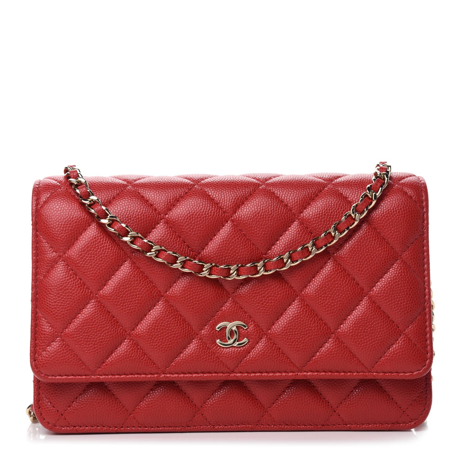Chanel Caviar Quilted Wallet On Chain WOC Red 1 of 12