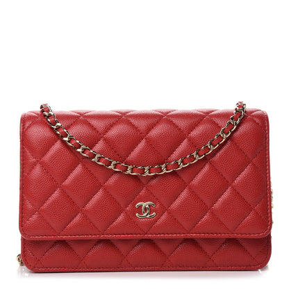 Chanel Caviar Quilted Wallet On Chain WOC Red 1 of 12