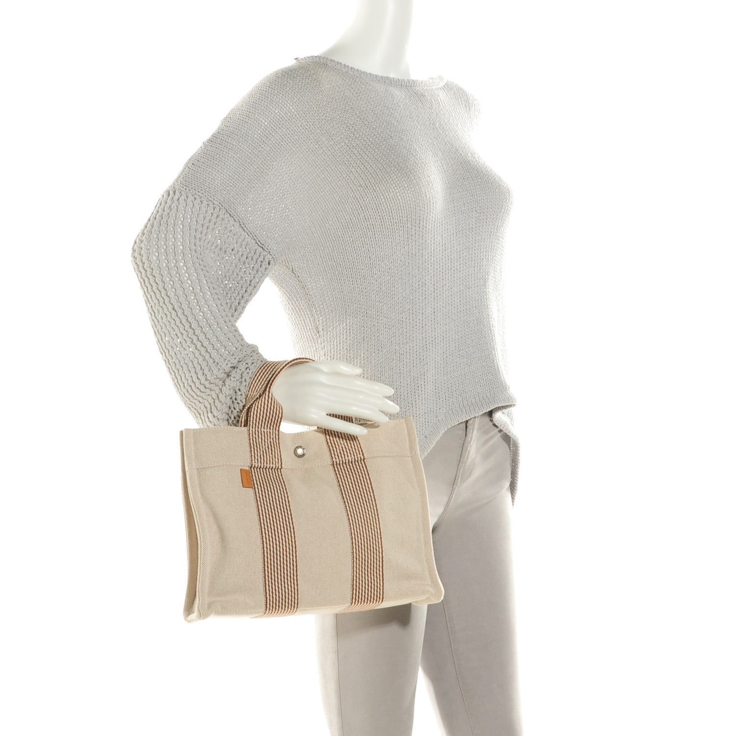 Hermes Cotton Canvas Tout Fourre PM Brown 3 of 10