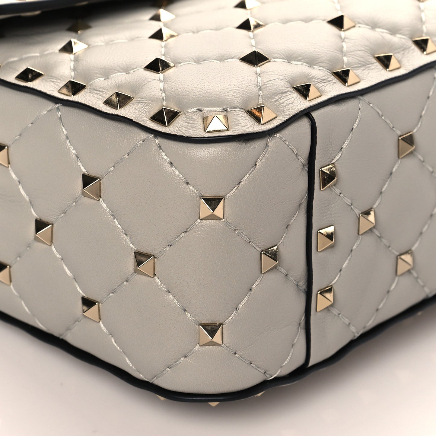 Nappa Medium Rockstud Spike Shoulder Bag Pastel Grey